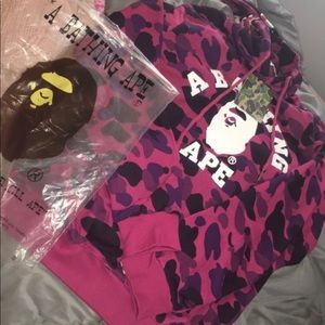 Purple BAPE pull over hoodie